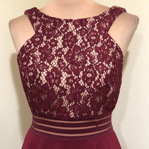 NWT Speechless Dress Size Big Girls Large Wine Red Nude Lace Mesh Cutout - Picture 3 of 10